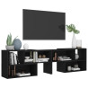 Szafka pod TV, czarna, 149x30x52 cm, materiał drewnopochodny