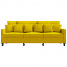 Sofa 3-osobowa, żółty, 180 cm, tapicerowana aksamitem