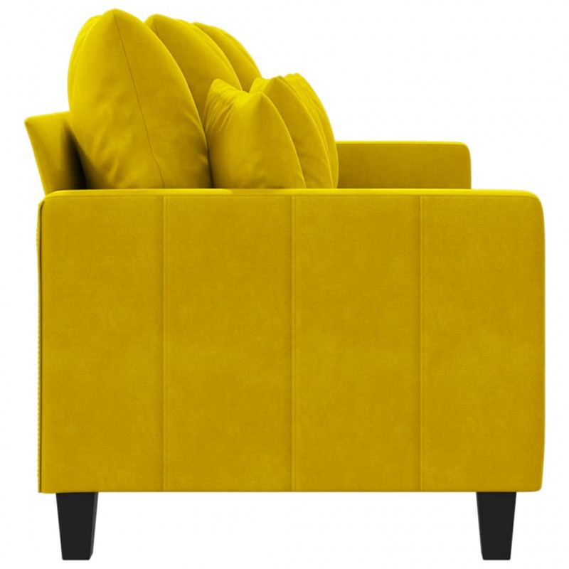 Sofa 3-osobowa, żółty, 180 cm, tapicerowana aksamitem