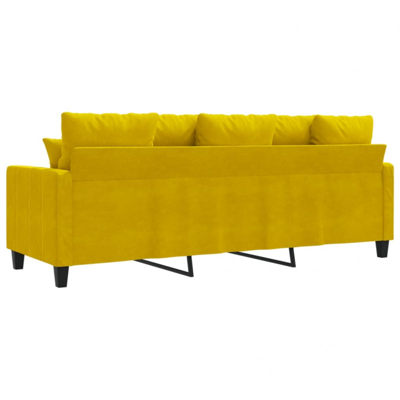 Sofa 3-osobowa, żółty, 180 cm, tapicerowana aksamitem