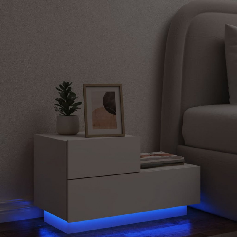 Szafka nocna z oświetleniem LED, biała, 70x36x40,5 cm
