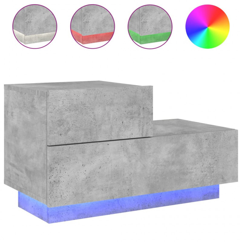 Szafka nocna z oświetleniem LED, szarość betonu, 70x36x40,5 cm