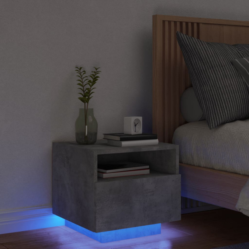 Szafka nocna z oświetleniem LED, szarość betonu, 40x39x37 cm