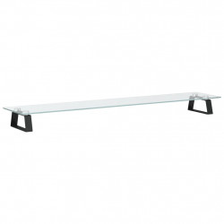Podstawka pod monitor, czarna, 100x20x8cm szkło hartowane metal