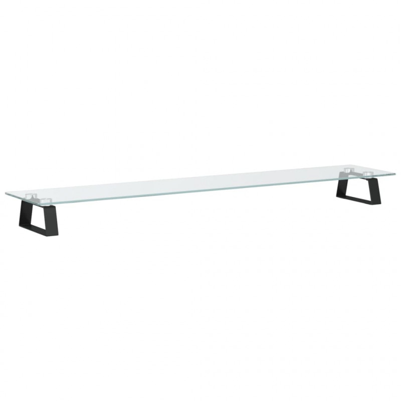 Podstawka pod monitor, czarna, 100x20x8cm szkło hartowane metal