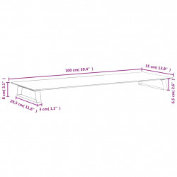 Podstawka pod monitor, czarna, 100x35x8cm szkło hartowane metal