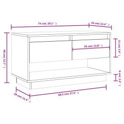 Szafka pod telewizor, szara, 74x34x40 cm, lite drewno sosnowe