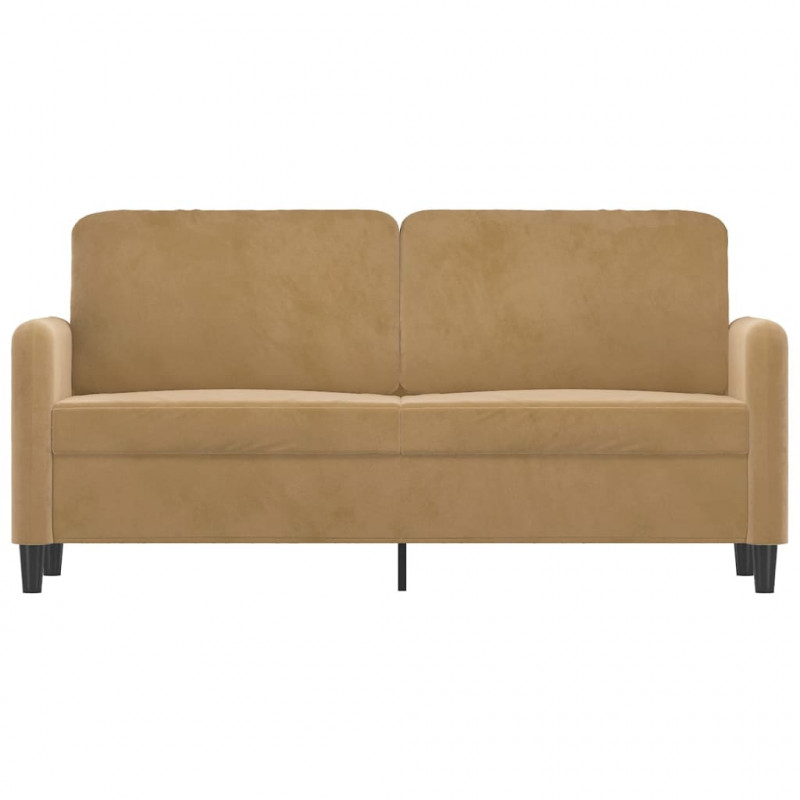 Sofa 2-osobowa, brązowa, 140 cm, tapicerowana aksamitem