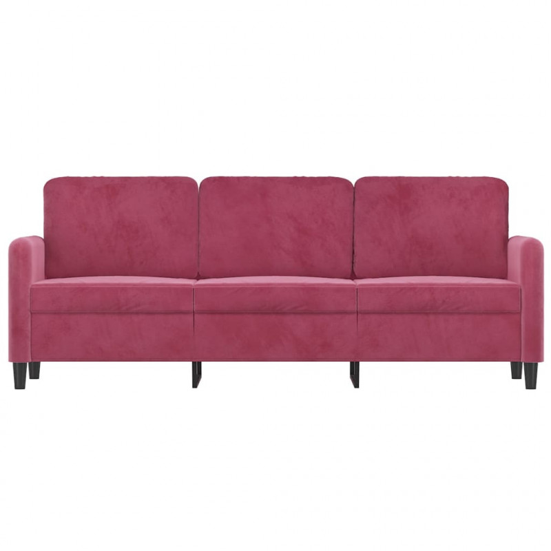 Sofa 3-osobowa, winna czerwień, 180 cm, obita aksamitem