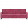 Sofa 3-osobowa, winna czerwień, 180 cm, obita aksamitem