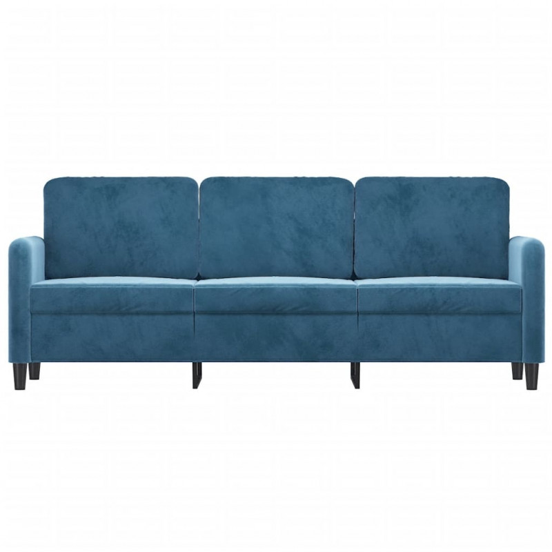 Sofa 3-osobowa, niebieski, 180 cm, tapicerowana aksamitem