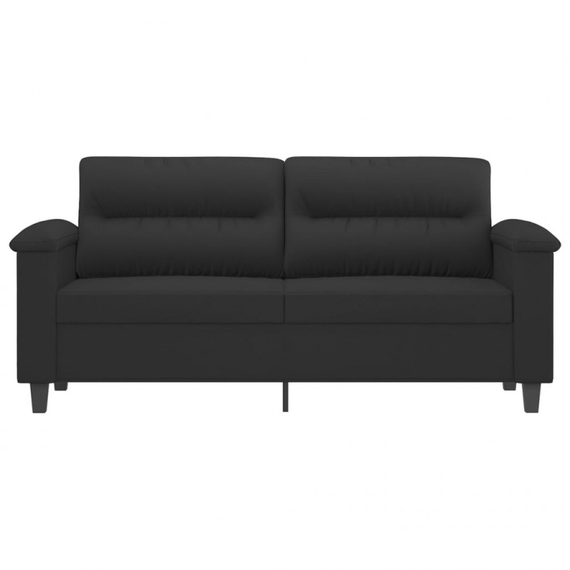 Sofa 2-osobowa, czarna, 140 cm, tapicerowana mikrofibrą