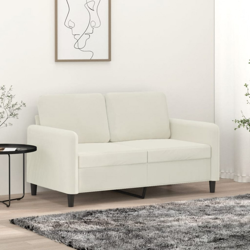 Sofa 2-osobowa, kremowy, 120 cm, tapicerowana aksamitem