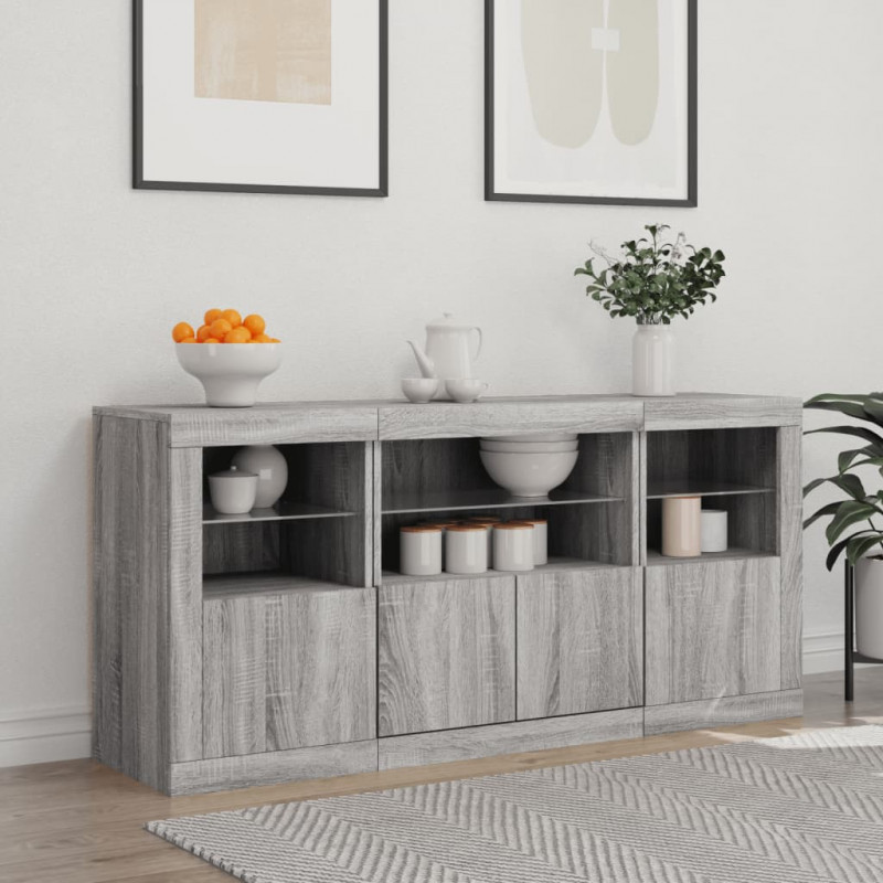 Szafka z oświetleniem LED, szary dąb sonoma, 142,5x37x67 cm