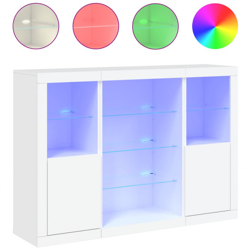 Szafki z oświetleniem LED, 3 szt., białe