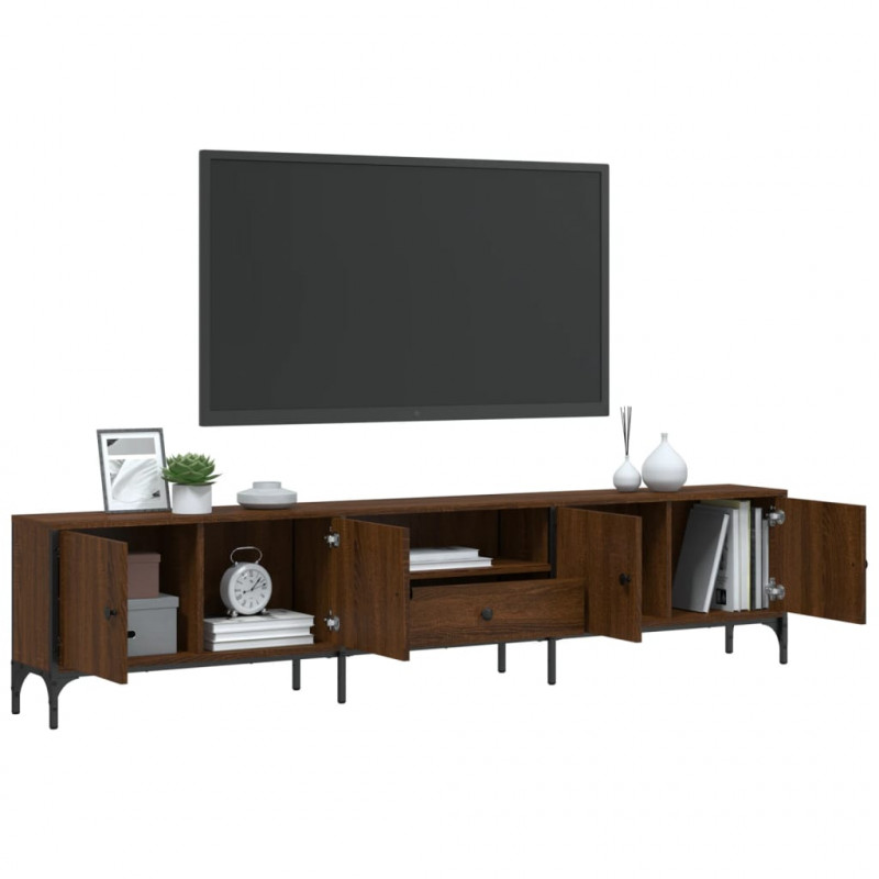 Szafka pod TV, z szufladą, brązowy dąb, 200x25x44 cm
