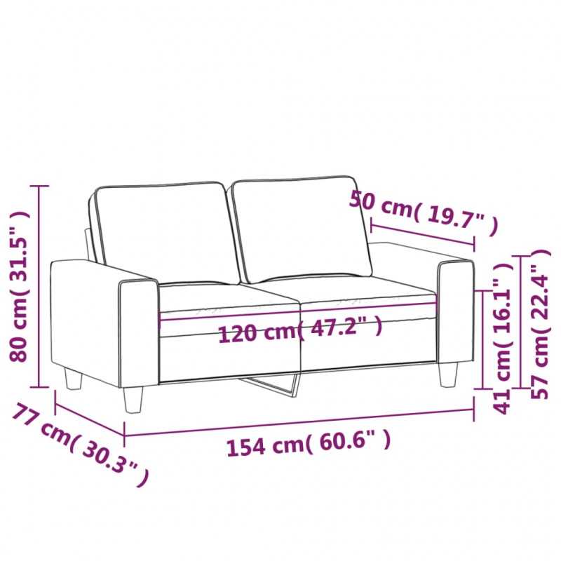 Sofa 2-osobowa, kolor taupe, 120 cm, tapicerowana tkaniną