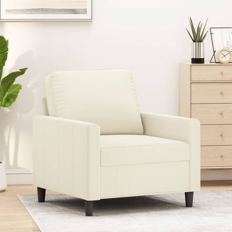 Fotel, kremowy, 60 cm, obity aksamitem