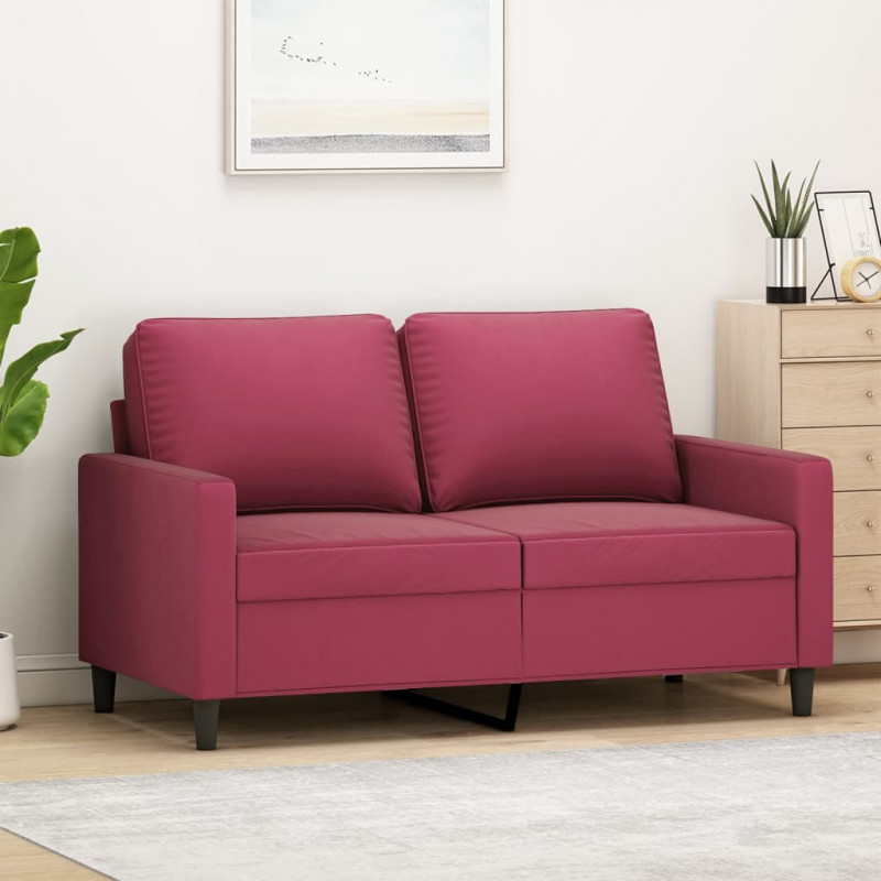 Sofa 2-osobowa, winna czerwień, 120 cm, tapicerowana aksamitem