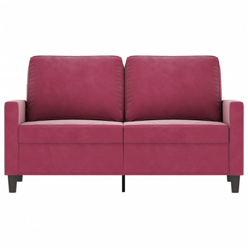 Sofa 2-osobowa, winna czerwień, 120 cm, tapicerowana aksamitem