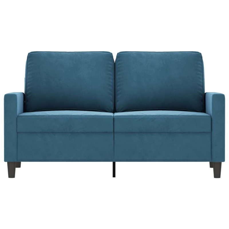 Sofa 2-osobowa, niebieski, 120 cm, tapicerowana aksamitem