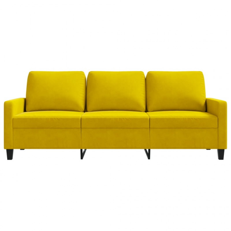 Sofa 3-osobowa, żółty, 180 cm, tapicerowana aksamitem