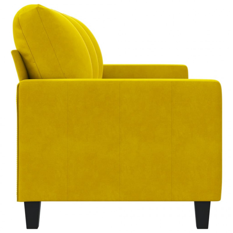 Sofa 3-osobowa, żółty, 180 cm, tapicerowana aksamitem