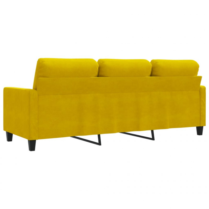 Sofa 3-osobowa, żółty, 180 cm, tapicerowana aksamitem