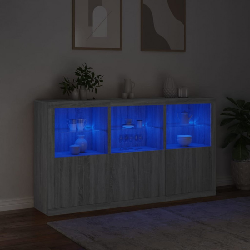 Szafka z oświetleniem LED, szary dąb sonoma, 181,5x37x100 cm