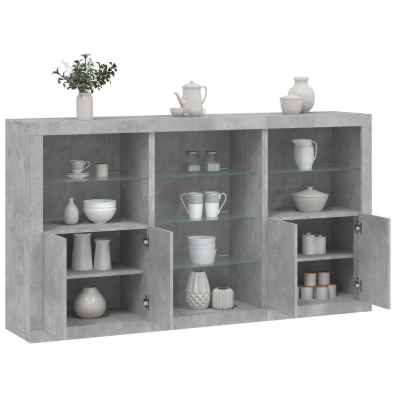 Szafka z oświetleniem LED, szarość betonu, 181,5x37x100 cm