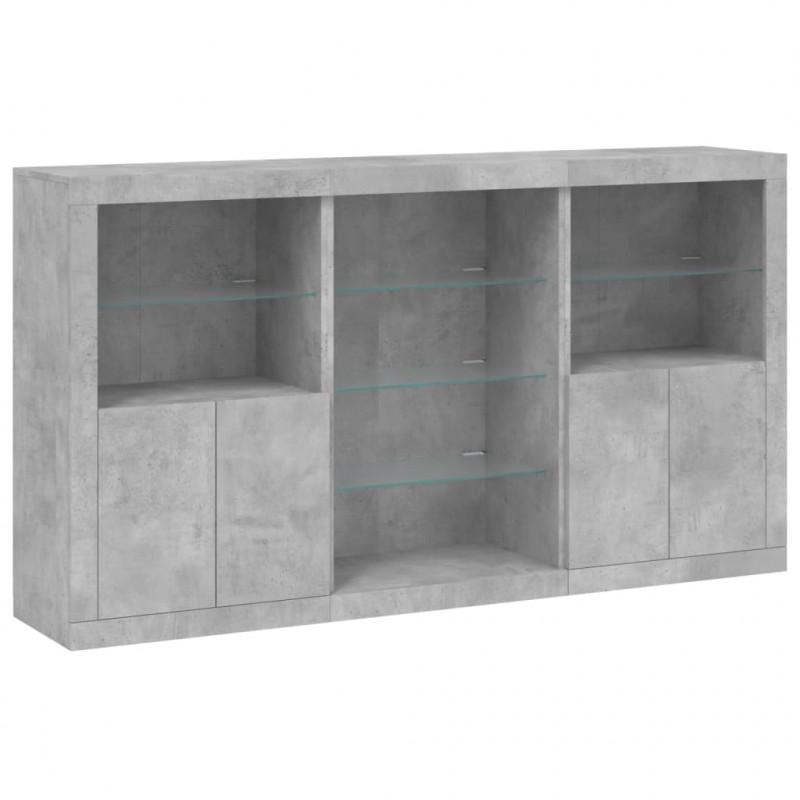 Szafka z oświetleniem LED, szarość betonu, 181,5x37x100 cm