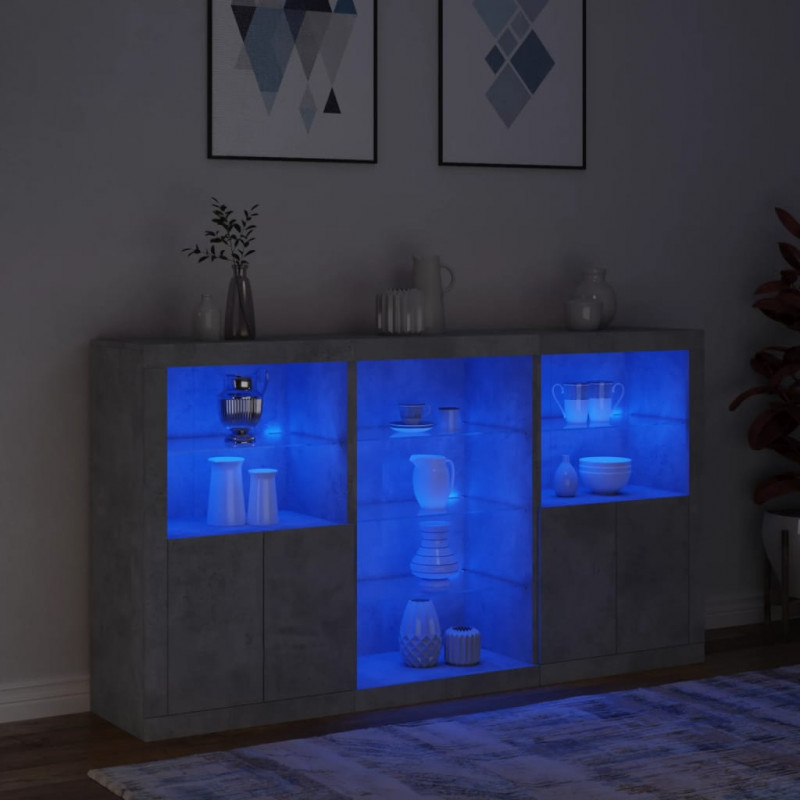 Szafka z oświetleniem LED, szarość betonu, 181,5x37x100 cm