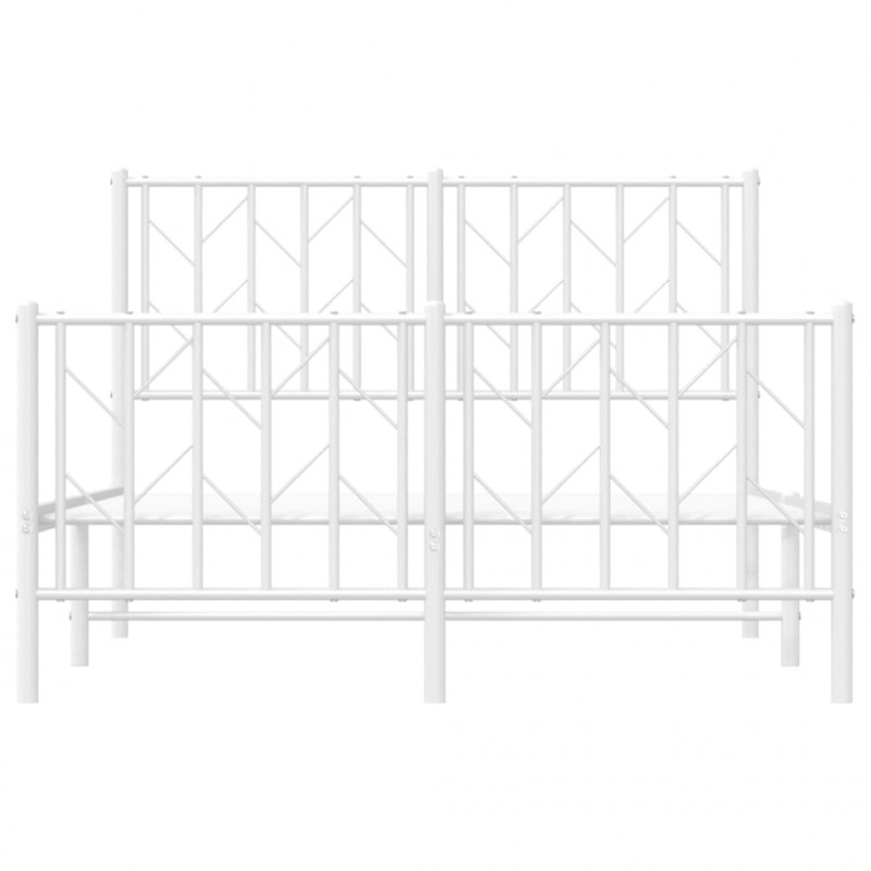 Metalowa rama łóżka z wezgłowiem i zanóżkiem, biała, 120x190 cm