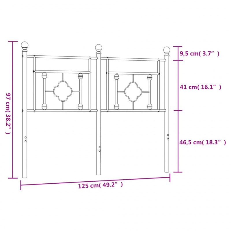 Metalowe wezgłowie, białe, 120 cm