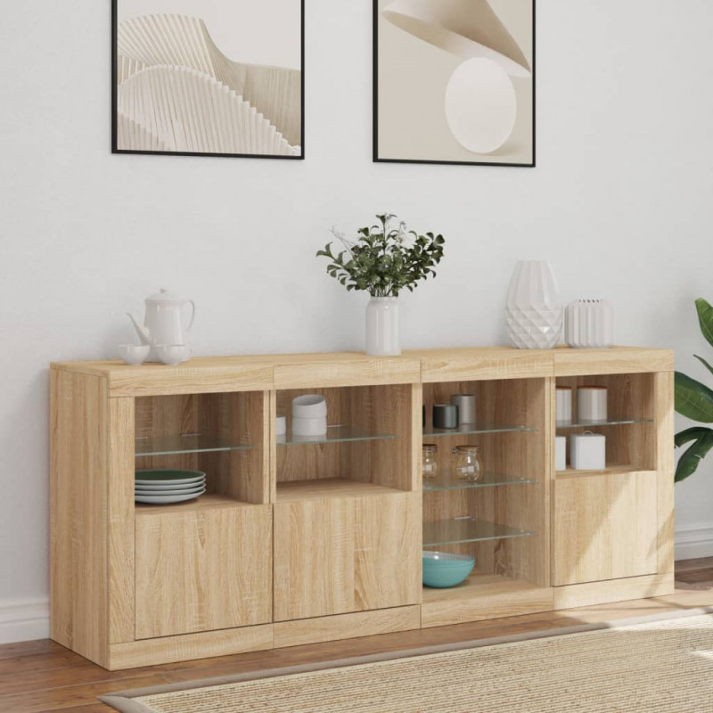 Szafka z oświetleniem LED, dąb sonoma, 164x37x67 cm