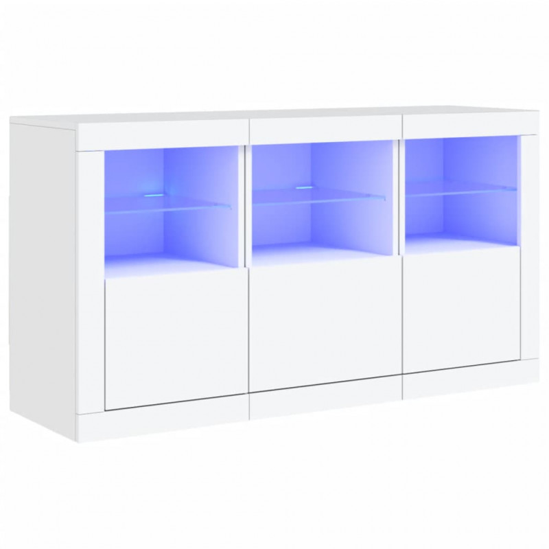Szafka z oświetleniem LED, biała, 123x37x67 cm
