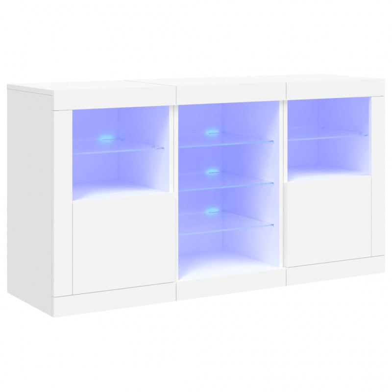 Szafka z oświetleniem LED, biała, 123x37x67 cm