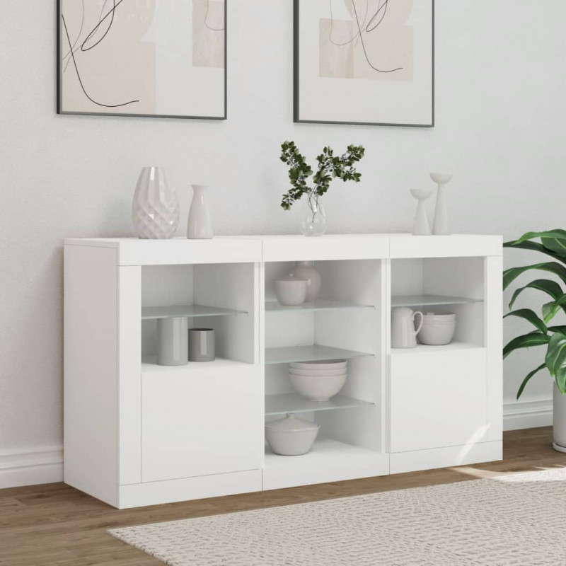 Szafka z oświetleniem LED, biała, 123x37x67 cm