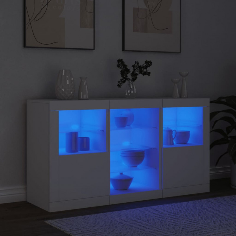 Szafka z oświetleniem LED, biała, 123x37x67 cm