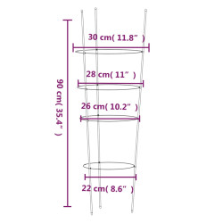 Podpórki dla roślin, z 4 obręczami, 5 szt, zielone, 90 cm, stal