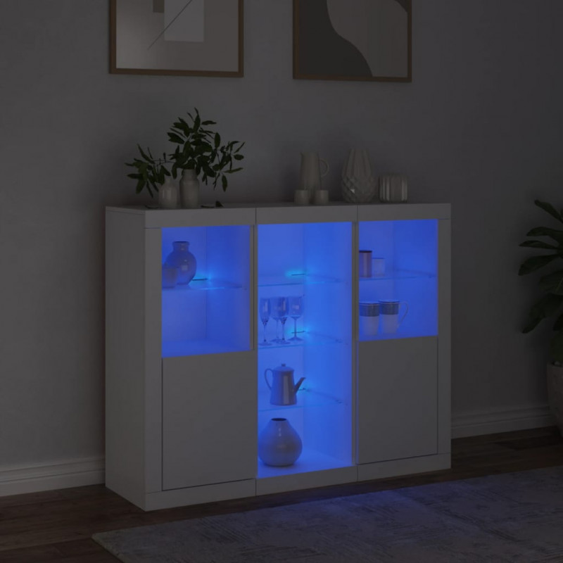 Szafki z oświetleniem LED, 3 szt., białe