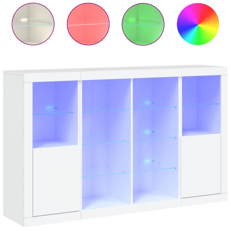 Szafki z oświetleniem LED, 3 szt., białe