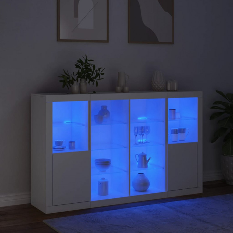 Szafki z oświetleniem LED, 3 szt., białe