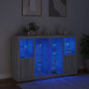 Szafki z oświetleniem LED, 3 szt., szary dąb sonoma