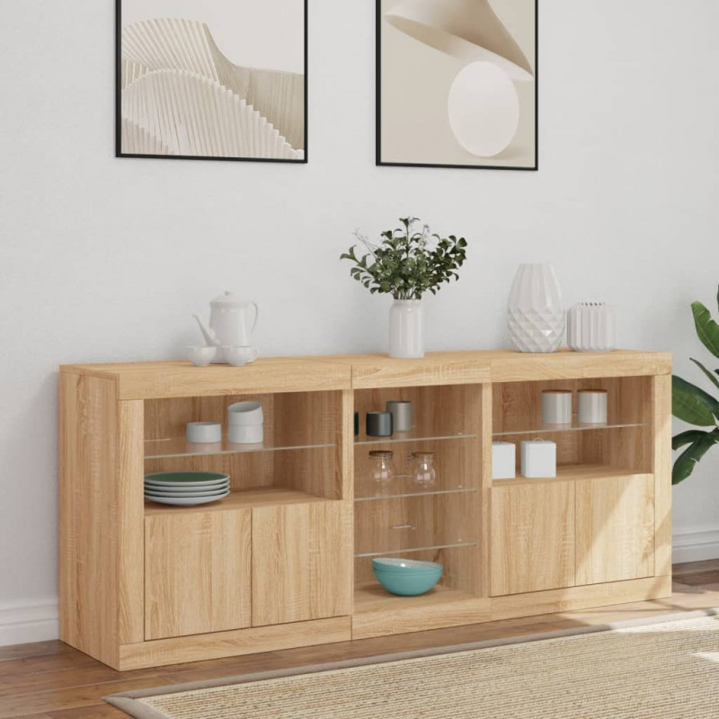 Szafka z oświetleniem LED, dąb sonoma, 162x37x67 cm