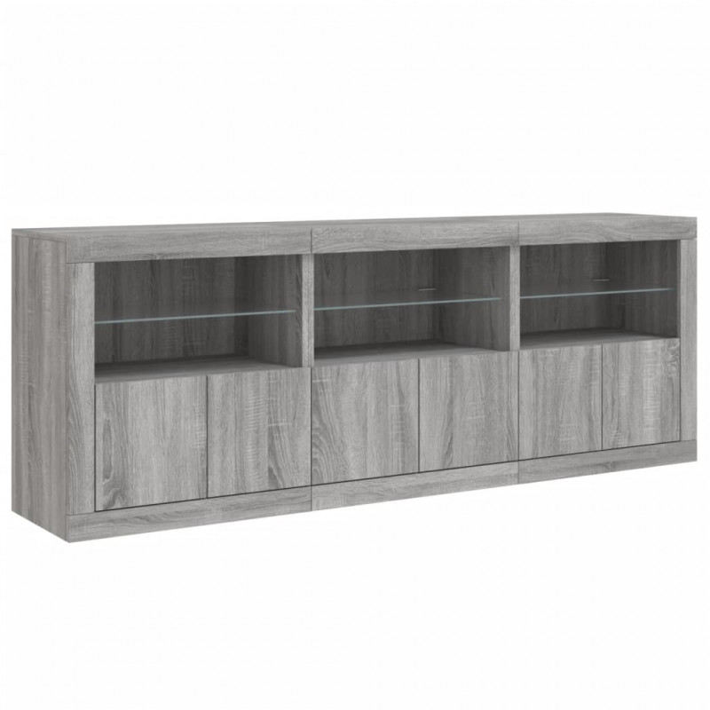 Szafka z oświetleniem LED, szary dąb sonoma, 181,5x37x67 cm