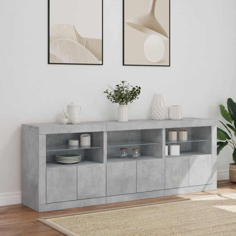 Szafka z oświetleniem LED, szarość betonu, 181,5x37x67 cm