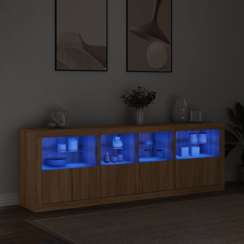 Szafka z oświetleniem LED, dąb sonoma, 202x37x67 cm