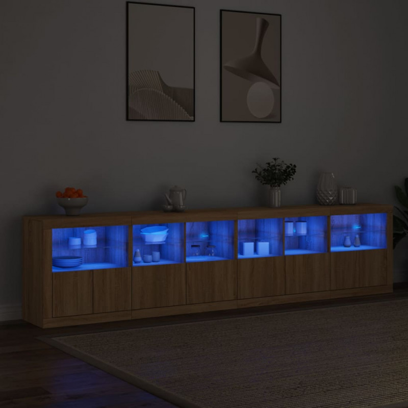 Szafka z oświetleniem LED, dąb sonoma, 283x37x67 cm