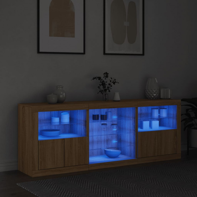 Szafka z oświetleniem LED, dąb sonoma, 181,5x37x67 cm